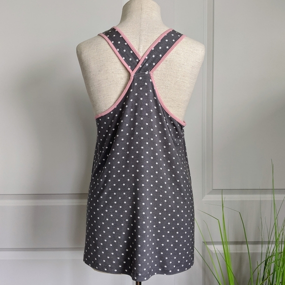PJ Salvage Tank Lounge Racerbacki Star Print Grey White Pink Scoop Neck L NWT - Picture 5 of 8